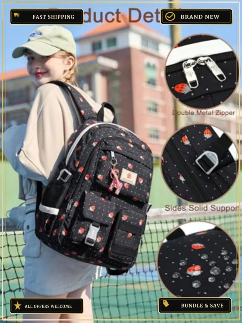15.6 inch Laptop Backpack for Women Teen Girls Large College School Bookbag